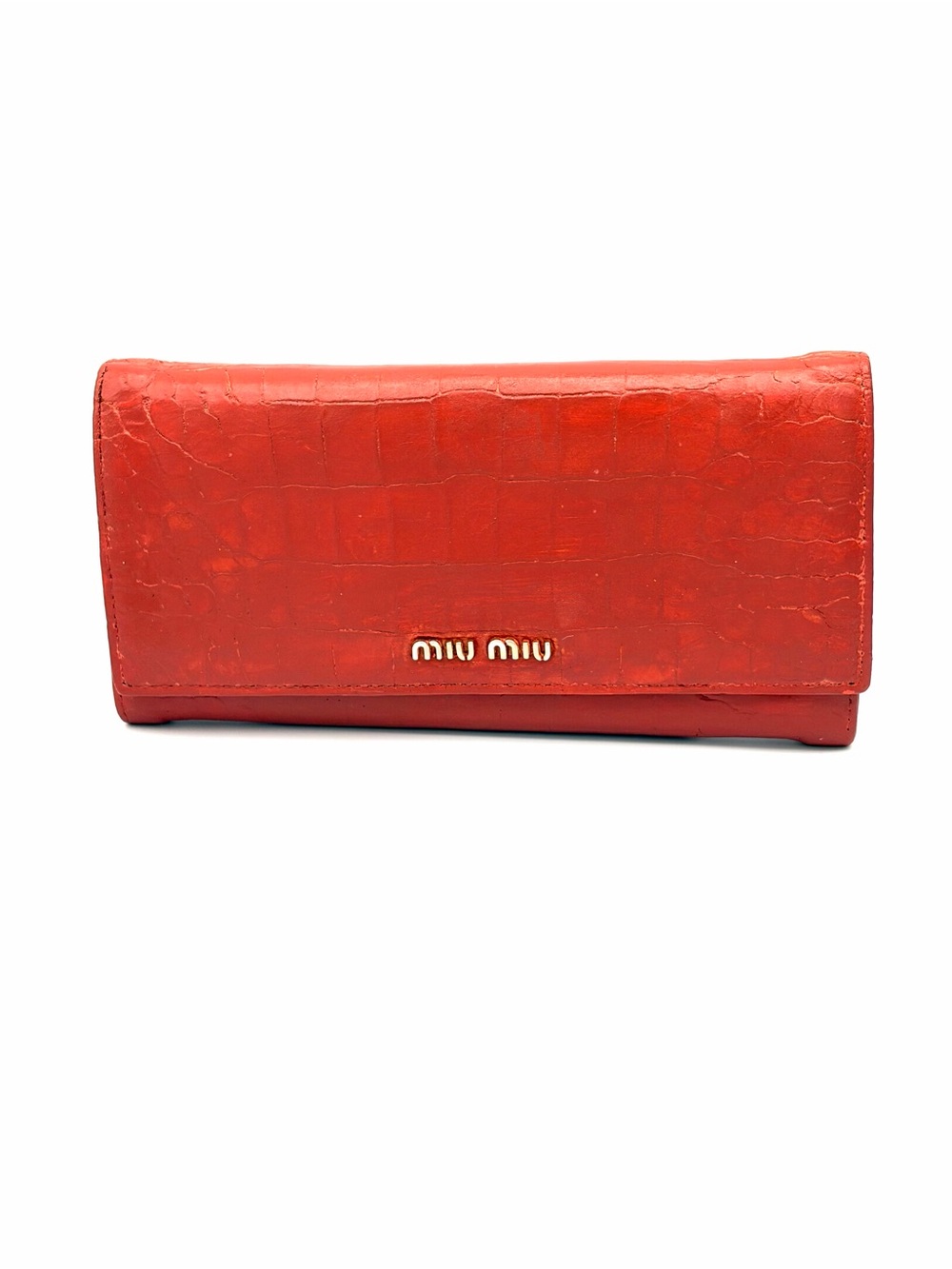 Miu Miu Continental Long Wallet in Vibrant Rose Red / Deep Pink